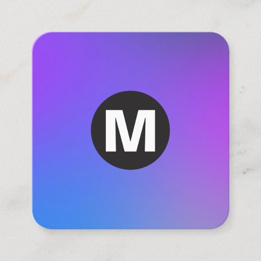 Cirkel Spot Monogram - Zachte Gradiënten Vierkante Visitekaartje (Voorkant)