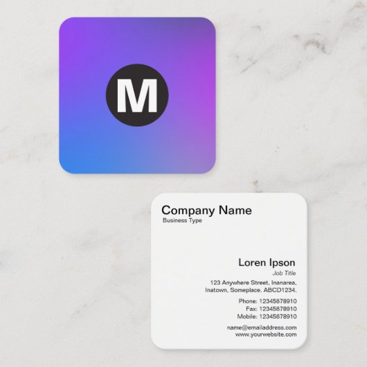 Cirkel Spot Monogram - Zachte Gradiënten Vierkante Visitekaartje (Voorkant / Achterkant)