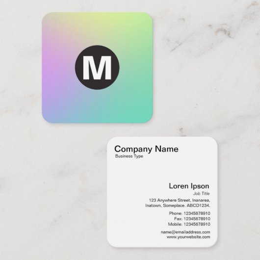 Cirkel Spot Monogram - Zachte Gradiënten Vierkante Visitekaartje (Voorkant / Achterkant)