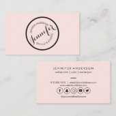  cirkel stempel Logo make-up artiest roze Visitekaartje (Voorkant / Achterkant)