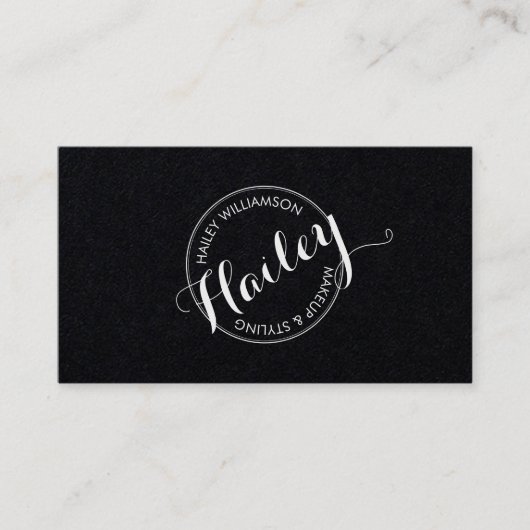 cirkel stempel Logo make-up artiest zwart Visitekaartje (Voorkant)