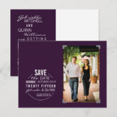 Cirkel Tekst & Foto Paarse Save the Date Briefkaar Aankondigingskaart (Voorkant / Achterkant)