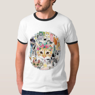 Cirkel van 50 Schattigee Cat Stickers T-shirt