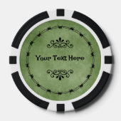 Cirkel van Black Barbed Wire Gothic Scrolls Green Poker Chips (Voorkant)