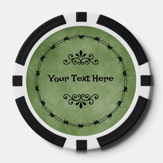 Cirkel van Black Barbed Wire Gothic Scrolls Green Poker Chips (Voorkant)