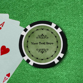 Cirkel van Black Barbed Wire Gothic Scrolls Green Poker Chips