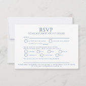 Cirkel van bladeren blauw wit maaltijd optie bruil RSVP kaartje (Achterkant)