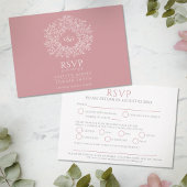 Cirkel van bladeren blush roze witte maaltijd brui RSVP kaartje