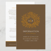 Cirkel van bladeren oranje bruine trouwgastinfo (Voorkant / Achterkant)