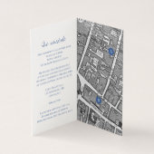 Cirkel van bladeren wit blauw bruiloft routebeschr kaart (Binnen)