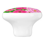 Cirkel van bloemen, Fuchsia Pink Chrysanthemums Keramische Knop (Zijkant)