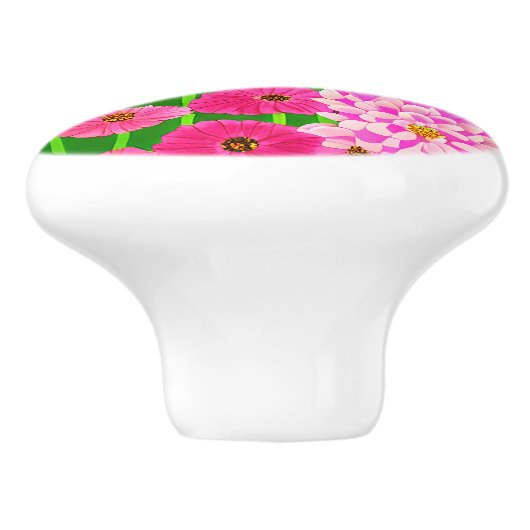 Cirkel van bloemen, Fuchsia Pink Chrysanthemums Keramische Knop (Zijkant)