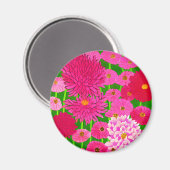 Cirkel van bloemen, Fuchsia Pink Chrysanthemums Magneet (Voorkant / Achterkant)