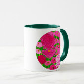 Cirkel van bloemen, Fuchsia Pink Chrysanthemums Mok (Voorkant rechts)
