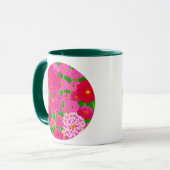 Cirkel van bloemen, Fuchsia Pink Chrysanthemums Mok (Voorkant links)