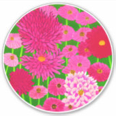 Cirkel van bloemen, Fuchsia Pink Chrysanthemums Sticker (Voorkant)