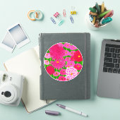 Cirkel van bloemen, Fuchsia Pink Chrysanthemums Sticker (iPad Cover)