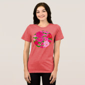 Cirkel van bloemen, Fuchsia Pink Chrysanthemums Tri-Blend Shirt (Voorkant volledig)