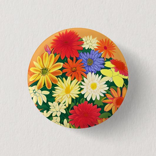 Cirkel van bloemen, gekleurde dagen en zweefvliegt ronde button 3,2 cm (Voorkant)