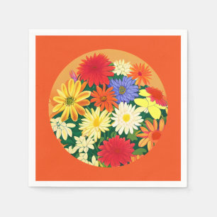 Cirkel van bloemen, gekleurde dagen en zweefvliegt servet