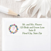 Cirkel van bloemen Monogram Adresetiketten Etiket (Insitu)