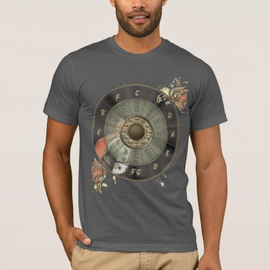 Cirkel van de achteruitrijgitaar van vijf wielen t-shirt (Voorkant)