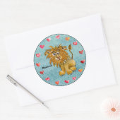 Cirkel van de Cartoon van de Leeuw Harten Stickers (Envelop)