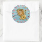 Cirkel van de Cartoon van de Leeuw Harten Stickers (Tas)