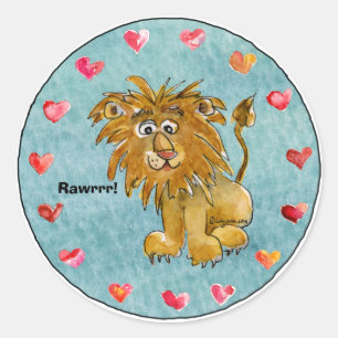 Cirkel van de Cartoon van de Leeuw Harten Stickers