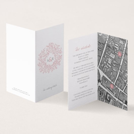 Cirkel van de roze bruinbruidskaart en nadere gege kaart (Binnen en buitenkant)