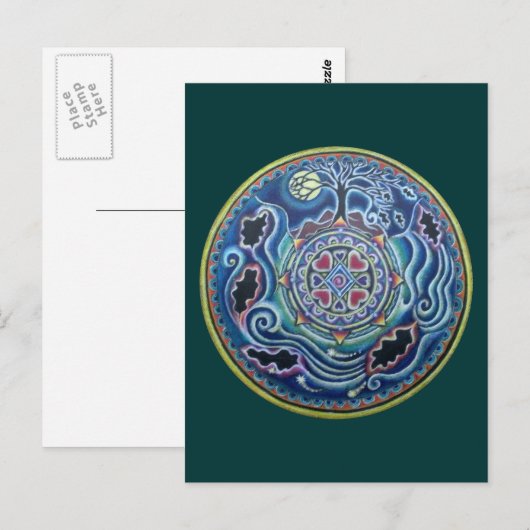 Cirkel van de seizoenen — Herfst Equinox Mandala Briefkaart (Voorkant / Achterkant)