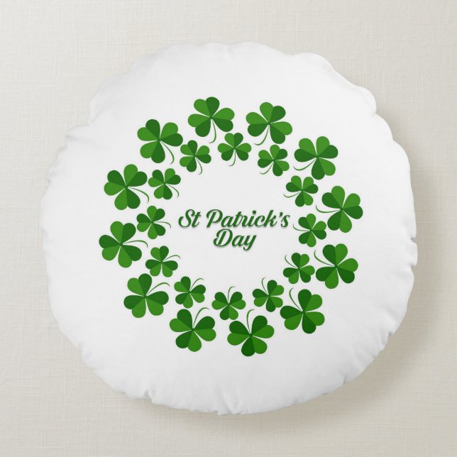 Cirkel van de Shamrocks Round Pillow Rond Kussen (Voorkant)