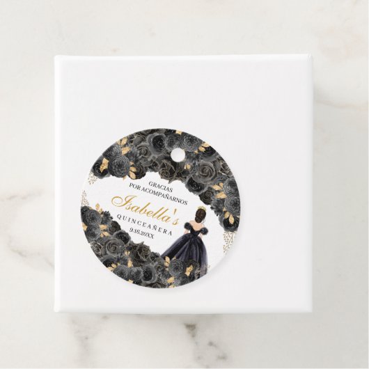 Cirkel van de zwarte en de goudbloem van Quinceane Bedankjes Labels (In situ)