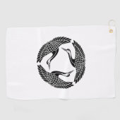 Cirkel van drie kraanvogels golfhanddoek (Horizontaal)