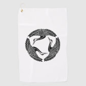 Cirkel van drie kraanvogels golfhanddoek (Voorkant)