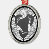 Cirkel van drie kraanvogels metalen ornament (Links)