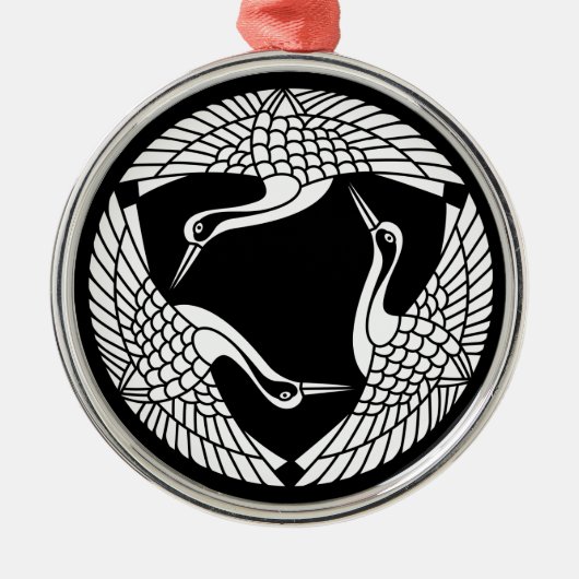 Cirkel van drie kraanvogels metalen ornament (Voorkant)