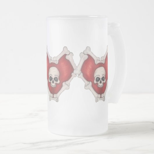 Cirkel van gothisch rood, met Botten en schedels Matglas Bierpul (Voorkant rechts)