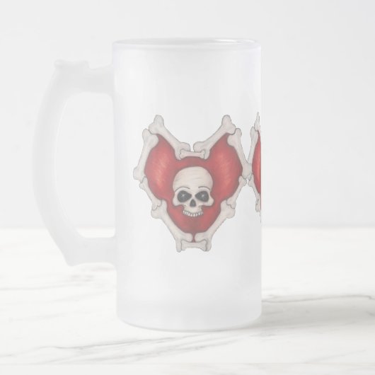 Cirkel van gothisch rood, met Botten en schedels Matglas Bierpul (Links)