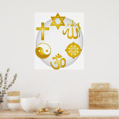 Cirkel van gouden religieuze symbolen poster (Keuken)