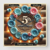 Cirkel van groei: Vijfde Jubileum Design Vierkante Klok (Voorkant)