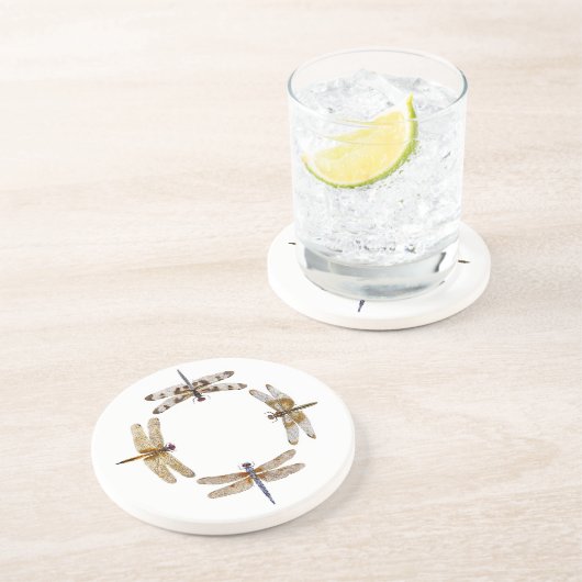 Cirkel van libellen zandsteen onderzetter (Zijkant)
