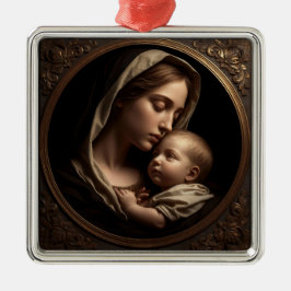 “Cirkel van Licht: Madonna en Kind”Ornament Metaal Metalen Ornament