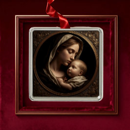 “Cirkel van Licht: Madonna en Kind”Ornament Metalen Ornament
