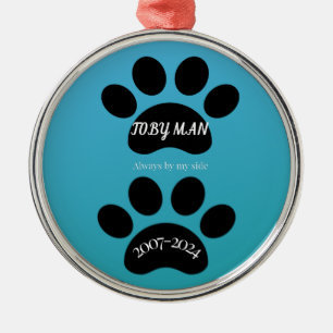 Cirkel van Liefde Turquoise Blauwe Pootafdruk Metalen Ornament