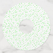 Cirkel van Neon Green Smiling Snakes op Polka Dots Wijnglaslabel (Achterkant)