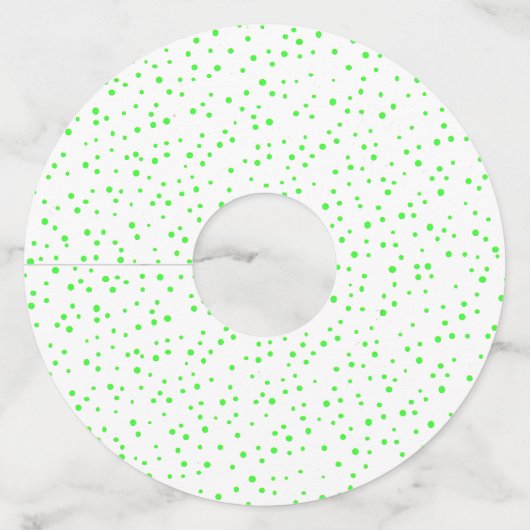 Cirkel van Neon Green Smiling Snakes op Polka Dots Wijnglaslabel (Achterkant)
