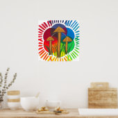 Cirkel van paddenstoelen - Acrylverf Poster (Keuken)