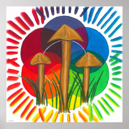 Cirkel van paddenstoelen - Acrylverf Poster