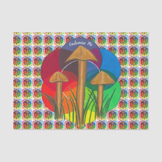 Cirkel van paddenstoelen - Acrylverf Tissuepapier (Voorkant)